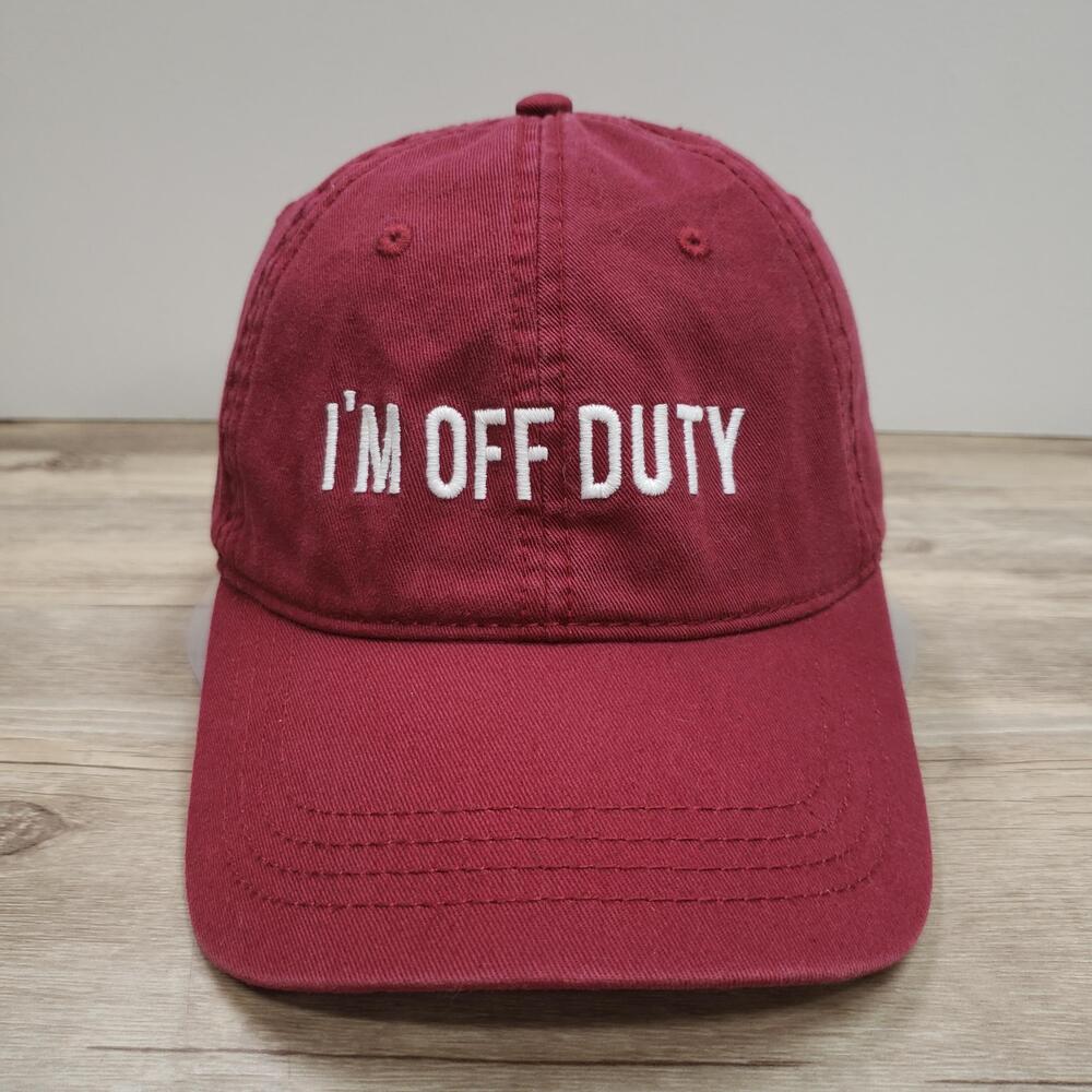Aerie Hat Cap Strap Back Red I'm Off Duty Slogan Embroidered Baseball OS Womens